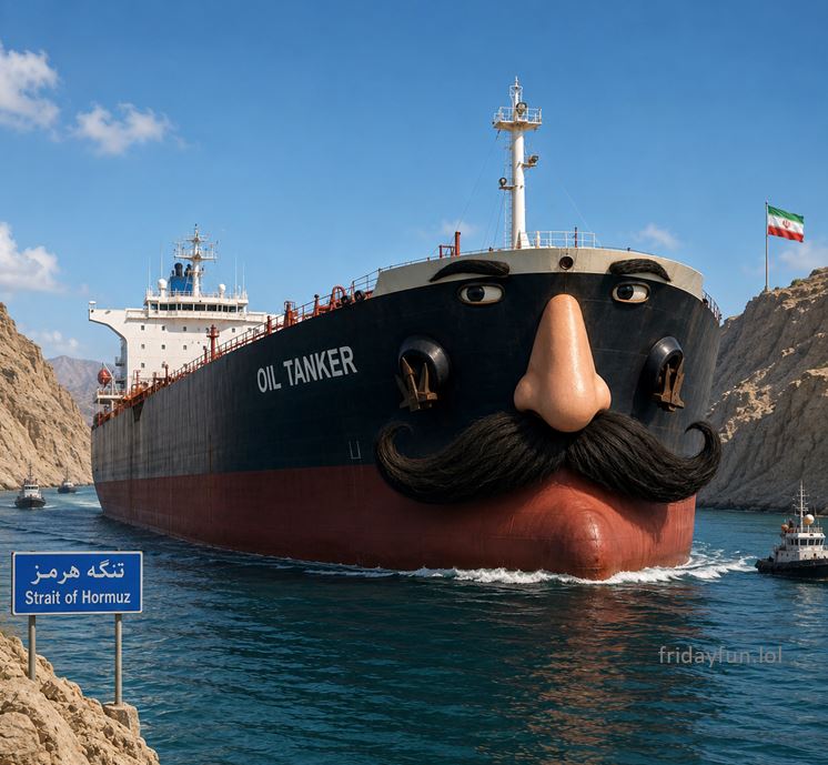 An oil tanker sneaks out of the Strait! 😃
